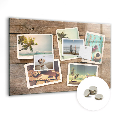 Skleněná magnetická tabule Polaroidové fotky