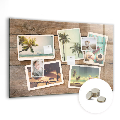 Skleněná magnetická tabule Polaroidové fotky