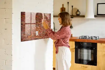 Magnetická popisovací tabule se vzorem staré cihlové zdi