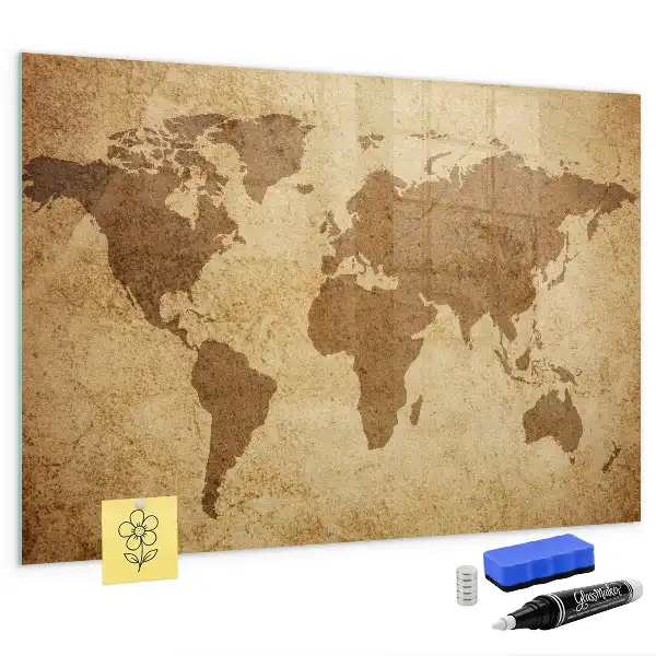 Mapa světa vintage magnetická tabule na kreslení