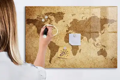 Mapa světa vintage magnetická tabule na kreslení