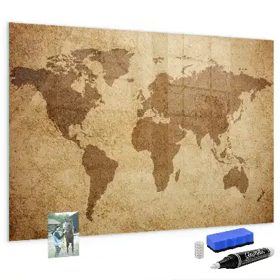 Mapa světa vintage magnetická tabule na kreslení