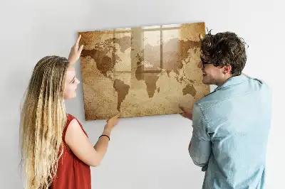 Mapa světa vintage magnetická tabule na kreslení