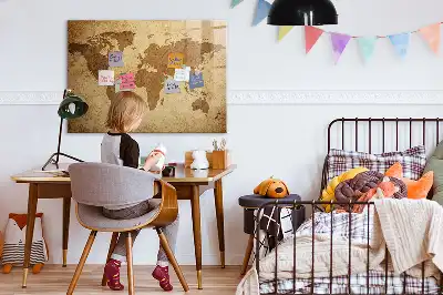 Mapa světa vintage magnetická tabule na kreslení