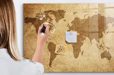 Mapa světa vintage magnetická tabule na kreslení