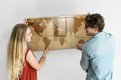 Mapa světa vintage magnetická tabule na kreslení