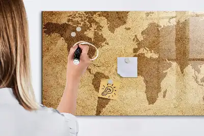 Mapa světa vintage magnetická tabule na kreslení