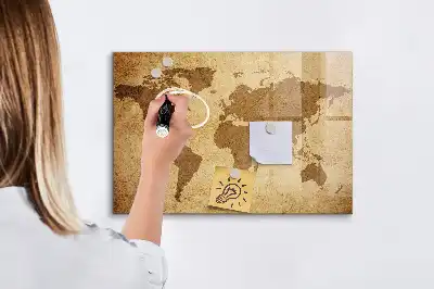 Mapa světa vintage magnetická tabule na kreslení