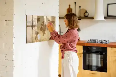 Mapa světa vintage magnetická tabule na kreslení