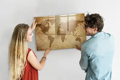 Mapa světa vintage magnetická tabule na kreslení