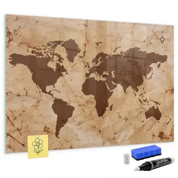 Magnetická popisovací tabule mapa světa ve vintage stylu