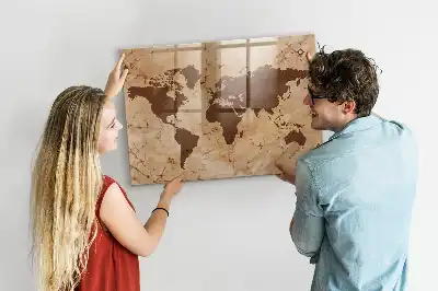 Magnetická popisovací tabule mapa světa ve vintage stylu
