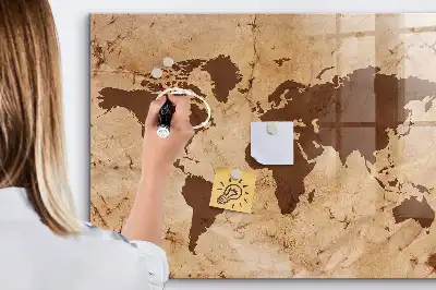 Magnetická popisovací tabule mapa světa ve vintage stylu