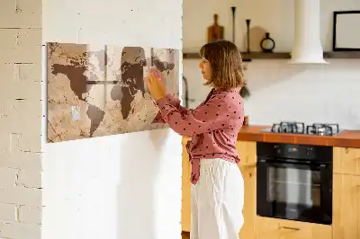 Magnetická popisovací tabule mapa světa ve vintage stylu
