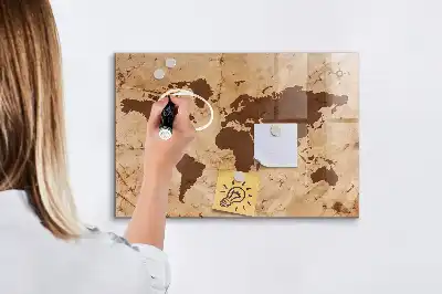 Magnetická popisovací tabule mapa světa ve vintage stylu