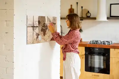 Magnetická popisovací tabule mapa světa ve vintage stylu