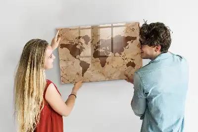 Magnetická popisovací tabule mapa světa ve vintage stylu