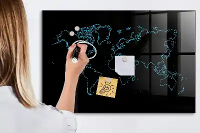Magnetická popisovací tabule s motivem obrysů mapy světa