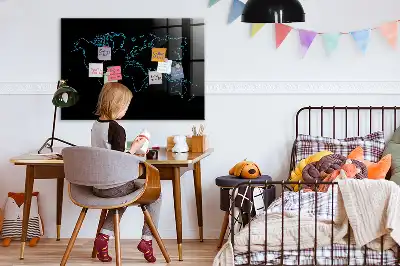 Magnetická popisovací tabule s motivem obrysů mapy světa