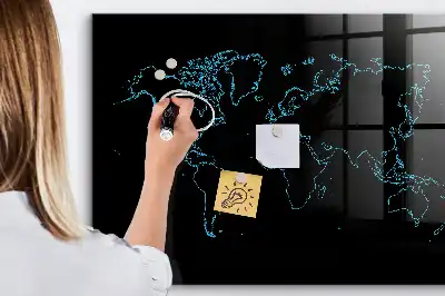 Magnetická popisovací tabule s motivem obrysů mapy světa
