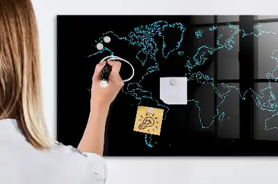 Magnetická popisovací tabule s motivem obrysů mapy světa