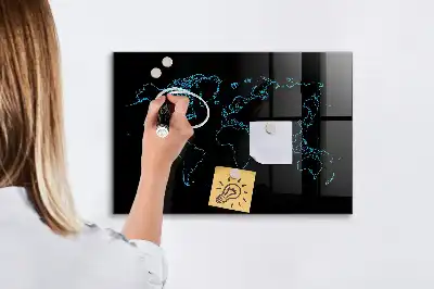 Magnetická popisovací tabule s motivem obrysů mapy světa