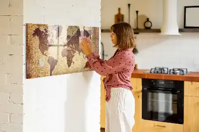 Magnetická tabule na kreslení motiv stará mapa světa