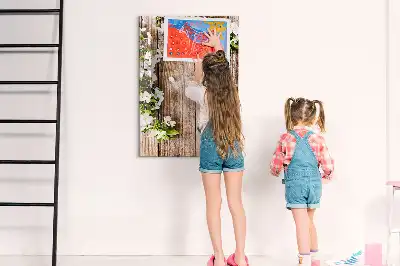 Magnetická tabule na kreslení motivy květin na prknech