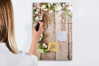 Magnetická tabule na kreslení motivy květin na prknech