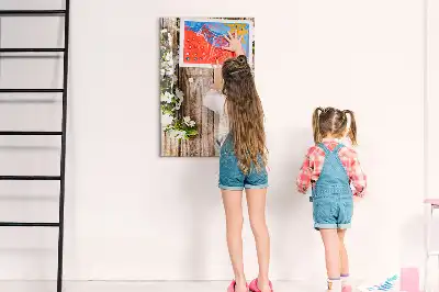 Magnetická tabule na kreslení motivy květin na prknech