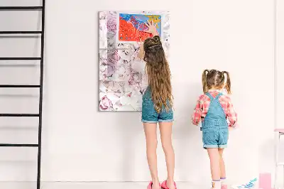 Magnetická popisovací tabule s motivem růží
