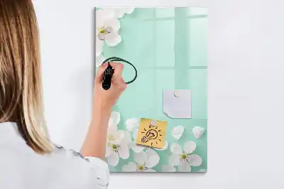Magnetická popisovací tabule s motivem kvetoucích květin