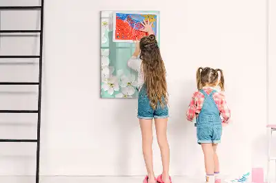 Magnetická popisovací tabule s motivem kvetoucích květin