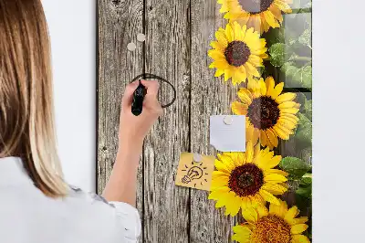Magnetická tabule na kreslení slunečnice na dřevě