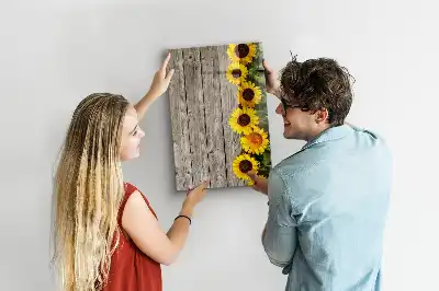 Magnetická tabule na kreslení slunečnice na dřevě