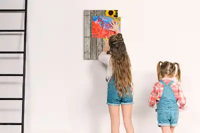 Magnetická tabule na kreslení slunečnice na dřevě