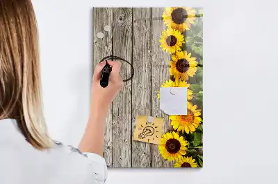 Magnetická tabule na kreslení slunečnice na dřevě