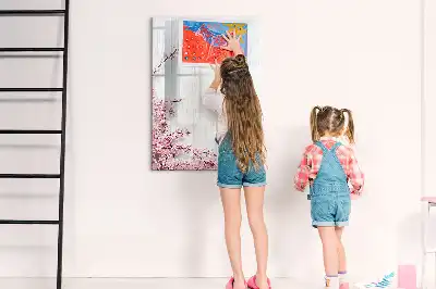 Magnetická popisovací tabule květiny na dřevě