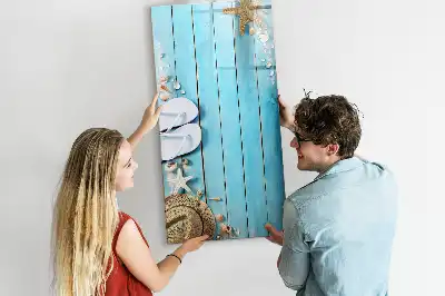 Magnetická tabule na kreslení v modrém provedení s motivem plážových prken