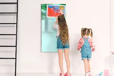 Magnetická popisovací tabule s motivem palmových listů