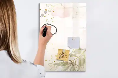 Magnetická popisovací tabule se zlatou zeleninovou abstrakcí