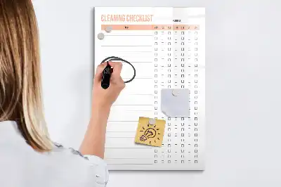 Magnetická tabule na kreslení s kontrolním seznamem úklidu