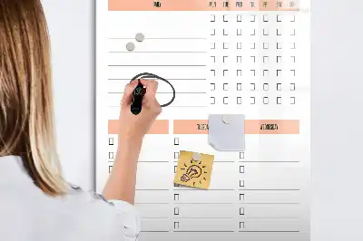 Magnetická popisovací tabule s kontrolním seznamem úklidu