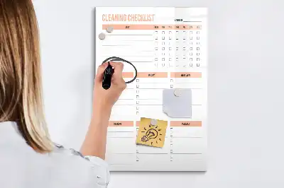 Magnetická popisovací tabule s kontrolním seznamem úklidu