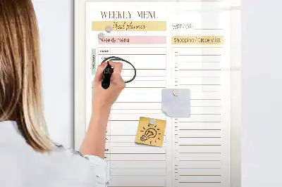 Magnetická tabule na kreslení týdenní plán jídelníčku