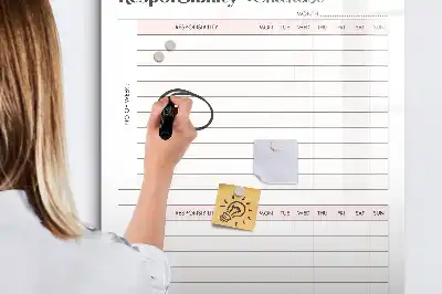 Magnetická tabule na kreslení s kontrolním seznamem povinností