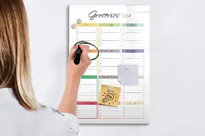 Magnetická tabule na kreslení v provedení nákupního seznamu