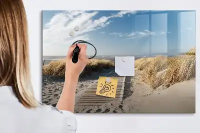Popisovatelná magnetická tabule s motivem pohledu na pláž