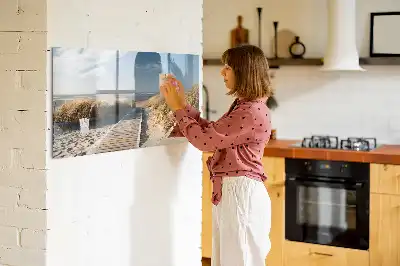 Popisovatelná magnetická tabule s motivem pohledu na pláž