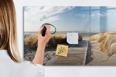 Popisovatelná magnetická tabule s motivem pohledu na pláž